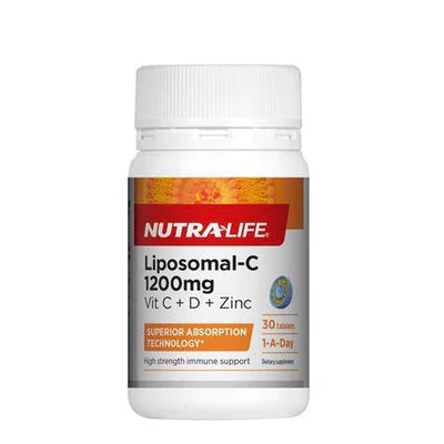 NUTRALIFE Liposomal-C 1200 C+Zinc+D 30tabs-Matakana Pharmacy